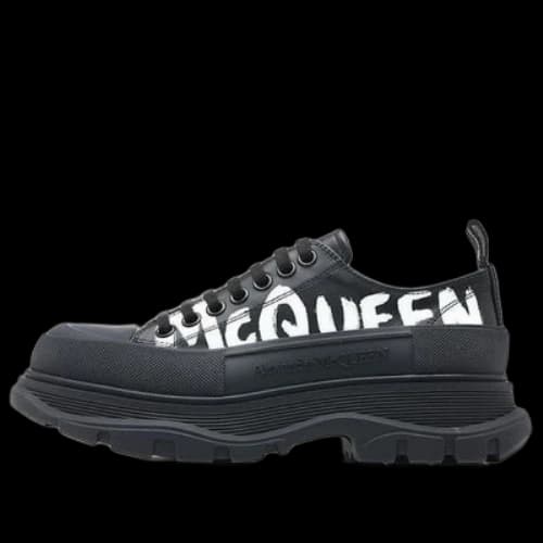 Alexander McQueen Graffiti Tread Slick Lace Up Shoes 'Black White'