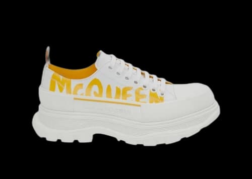 Alexander McQueen Tread Slick Low Lace Up Graffiti White Yellow Pop