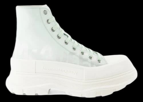 Alexander McQueen Tread Slick Boot McQueen Graffiti Logo Pastel Green