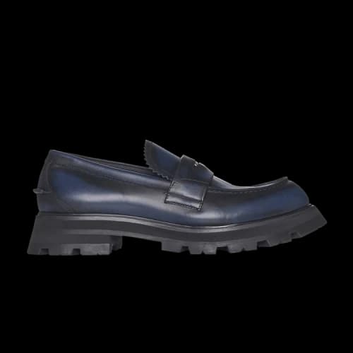 Alexander McQueen Seal Logo Leather Loafer 'Blue'