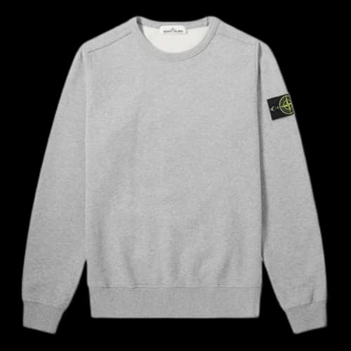STONE ISLAND Garment Dyed logo Sleeve Round Neck Gray
