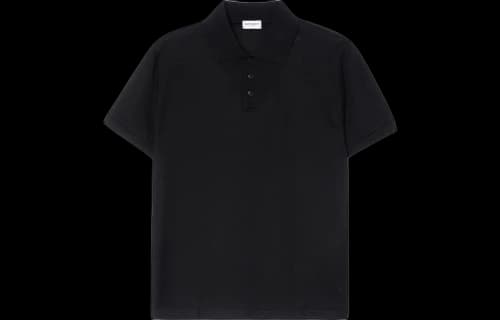 Saint Laurent Cassandre Cotton Pique Polo Shirt Black