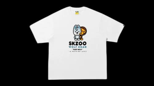 BAPE Baby Milo x Stray Kids Wolf Chan Bang Chan Zoo T-shirt White