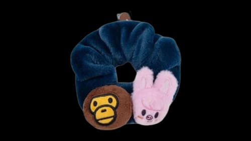 BAPE Baby Milo x Stray Kids Scrunchie Changbin Headband Navy