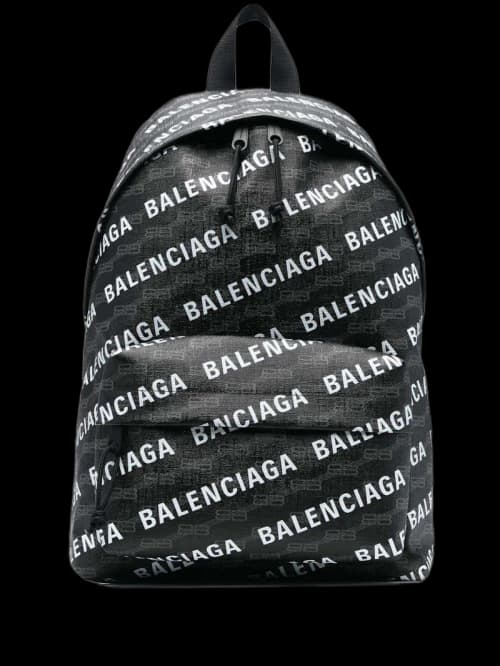 Balenciaga Signature Logo-Print Backpack Black/White