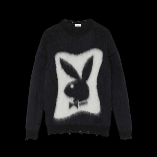 Saint Laurent Playboy Sweater In Mohair Black White