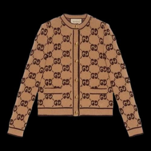 Gucci GG Wool Boucle Jacquard Cardigan 'Camel Brown' (Women's)