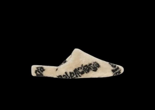 Balenciaga All Over Logo Mule Biege Teddy