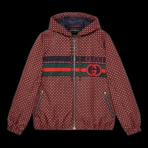 Gucci Geometric Houndstooth Canvas Jacket 'Blue Red Green'