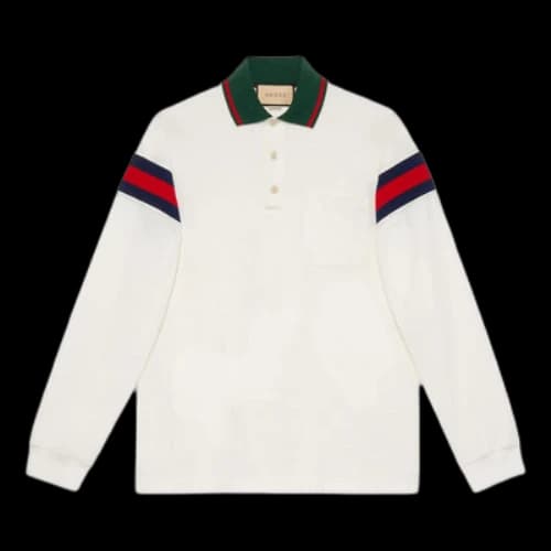 Gucci Cotton Jersey Polo Shirt With Web 'White'