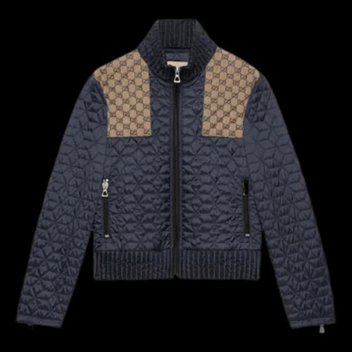 Gucci Quilted Jacket with GG Fabric Detail 'Beige Blue'