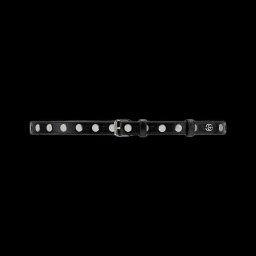 Gucci Thin Belt With Eyelet And Stud Motif 'Black'