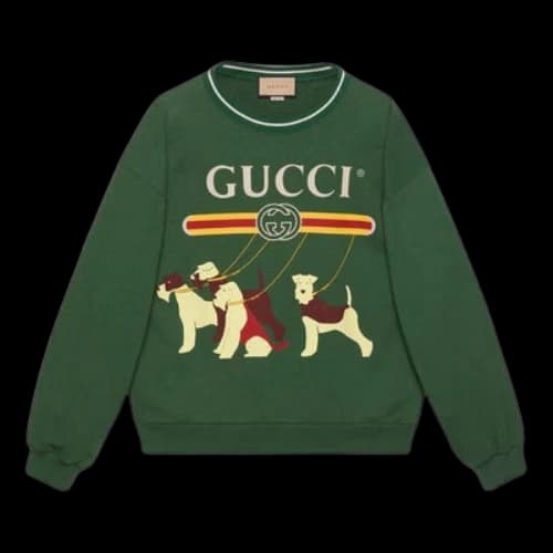 Gucci Cotton jersey sweatshirt with vintage logo and dog print 'Green'