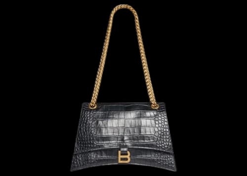 Balenciaga Crush Crocodile Medium Chain Bag Black