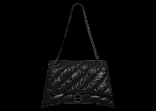Balenciaga Crush Medium Chain Quilted Bag Black
