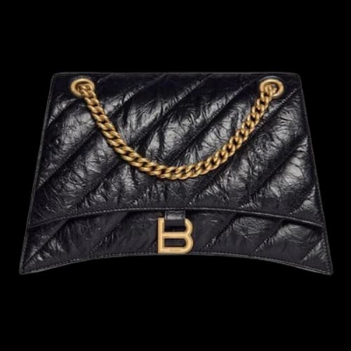 Balenciaga Crush Medium Chain Bag Quilted 'Black' (Women's)