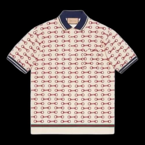 Gucci Horsebit Print Cotton Polo Shirt 'White'