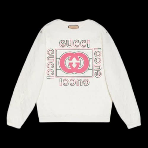 Gucci Vintage Logo Quilted Sweatshirt 'White Pink' (Women's)