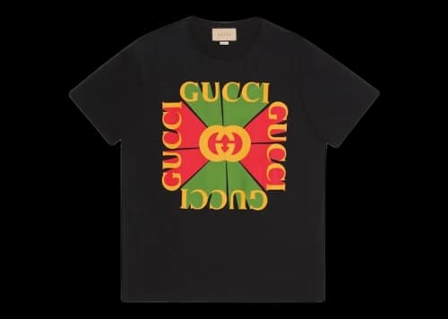 Gucci Women's Oversized Vintage Logo Print T-Shirt Black/Green/Red/Yellow