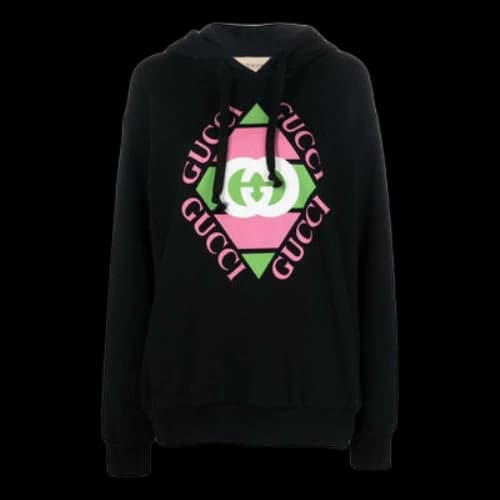 Gucci Logo Print Cotton Hoodie 'Black' (Women's)