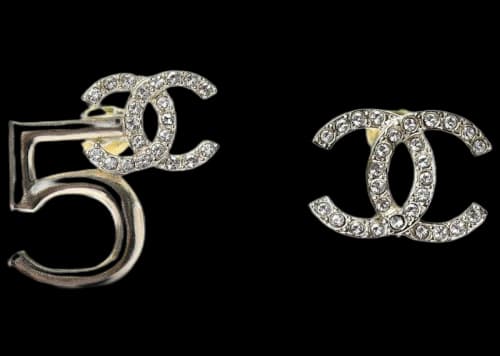 Chanel Crystal CC No 5 Earrings Gold