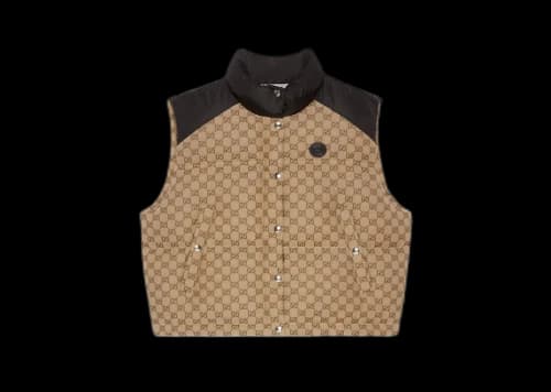 Gucci Women's GG Cotton Canvas Puffer Vest Camel/Brown