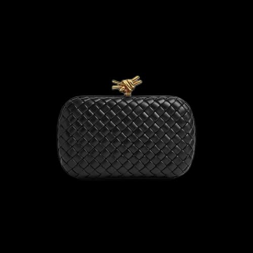 Bottega Veneta Knot Minaudiere Clutch Bag 'Black/Brass'
