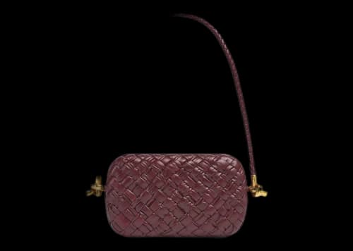 Bottega Veneta Knot Foulard Intrecciato Minaudiere On Strap Barolo