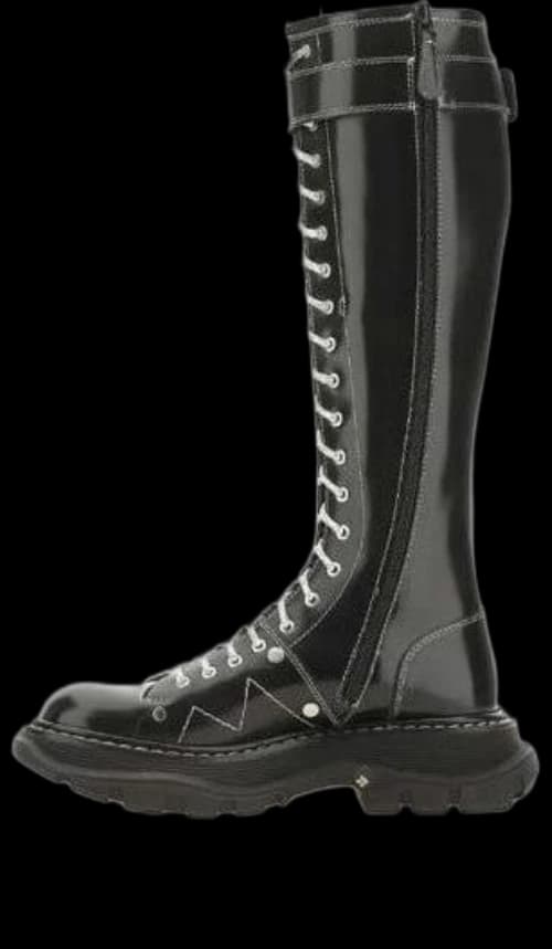 Alexander McQueen Buckle Detailed Lace-Up Boots 'Black' (Women's)