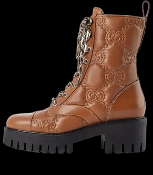 Gucci Quilted Lace-Up Boots 'Brown' (Women's)