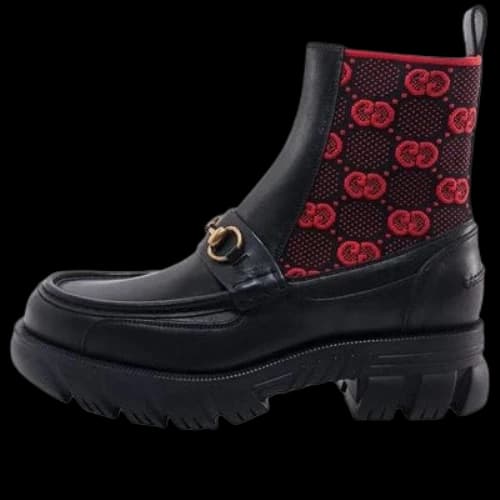Gucci Horsebit GG Jersey Boot 'Black Red'