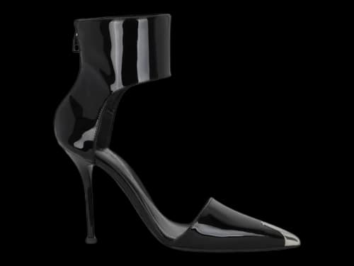 Alexander McQueen Punk Patent Leather Heels Black Silver (Women's)