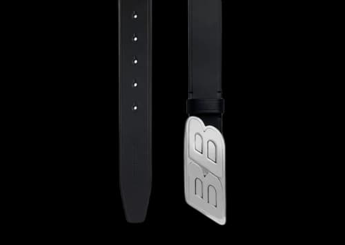 Balenciaga Men's Moto Logo Belt Black