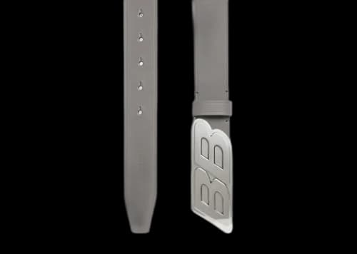 Balenciaga Men's Moto Logo Belt Dark Grey