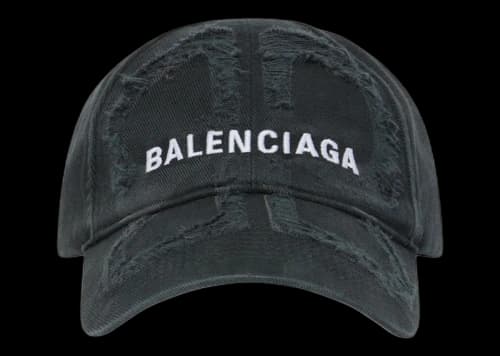 Balenciaga BB Laser Destroyed Velcro Tab Cap Black/White
