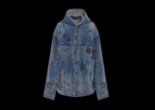 Balenciaga Women's Hooded Oversized Denim Jacket True Blue