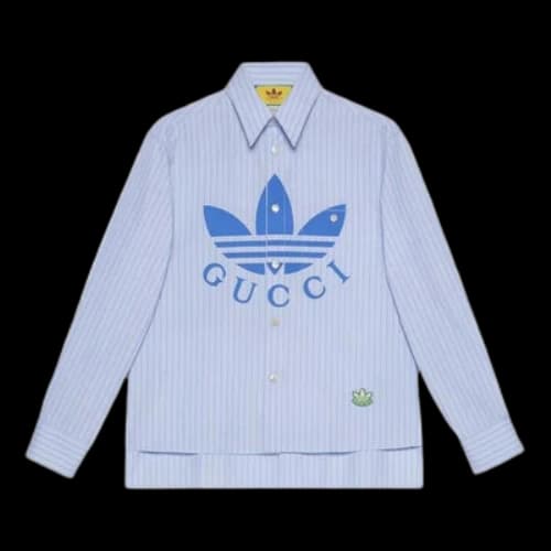 Gucci Adidas x Striped Cotton Shirt In Blue