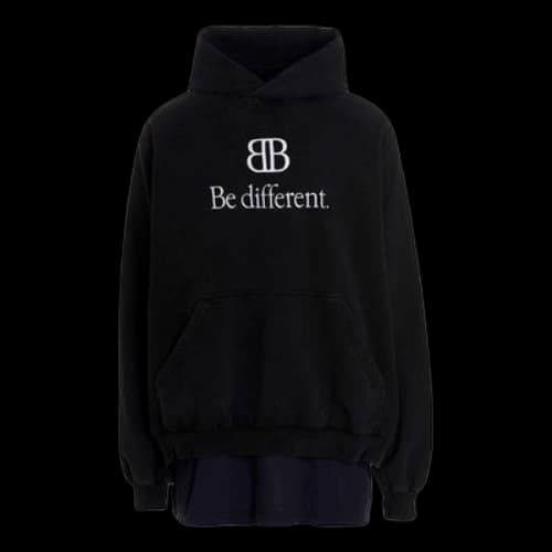 Balenciaga BB Be Different Patched T-Shirt Hoodie 'Black'