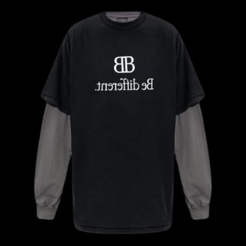 Balenciaga BB Be Different Patched T-Shirt Long Sleeve T-Shirt 'Black Grey'
