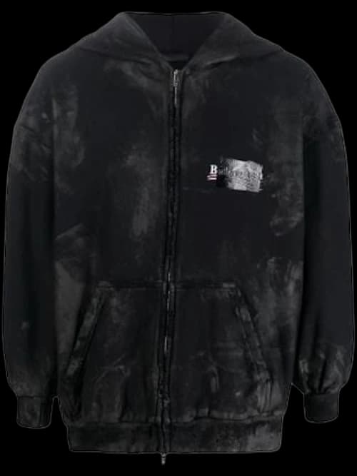 Balenciaga Cotton Front-Zip Hoodie Black