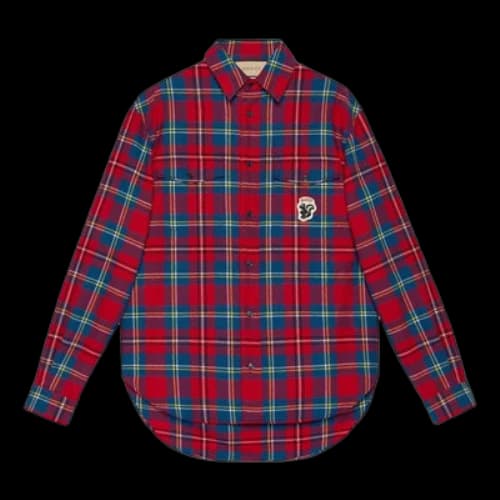Gucci Tartan Shirt With Skunk 'Red'