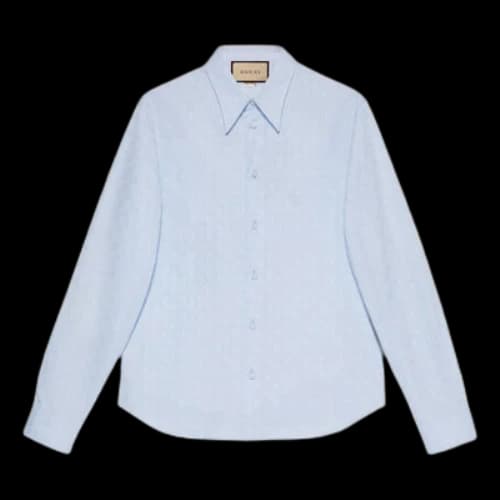 Gucci Horsebit Jacquard Cotton Shirt 'Light Blue'