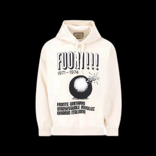 Gucci Out!' Hoodies Cream