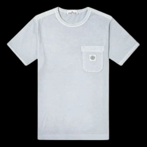 STONE ISLAND Washed Patch Pocket Tee Short Sleeve Sky Blue