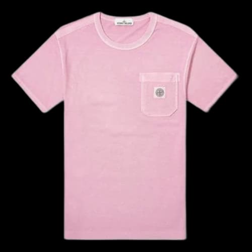 STONE ISLAND Washed Patch Pocket Tee Short Sleeve Pink