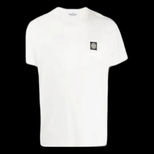STONE ISLAND Garment Dyed Patch Logo Tee Chest logo Short Sleeve White