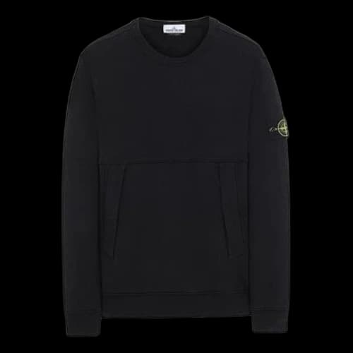 STONE ISLAND Solid Color Round Neck Pullover Black