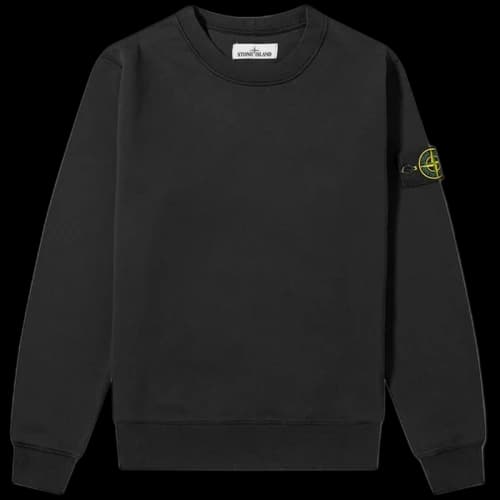 Stone Island 72156 Garment Dyed Cotton Crewneck Black