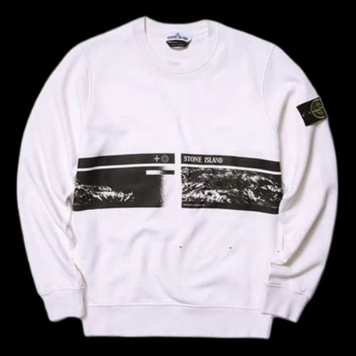 STONE ISLAND Printing Round Neck Pullover White