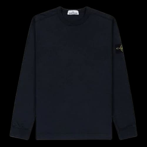 STONE ISLAND Solid Color Round Neck Navy Blue
